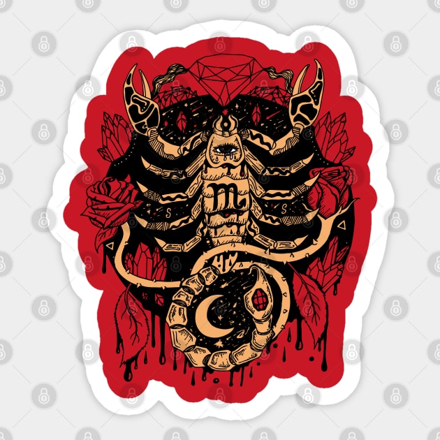 Red and Cream Mystic Scorpio Zodiac Sticker by kenallouis